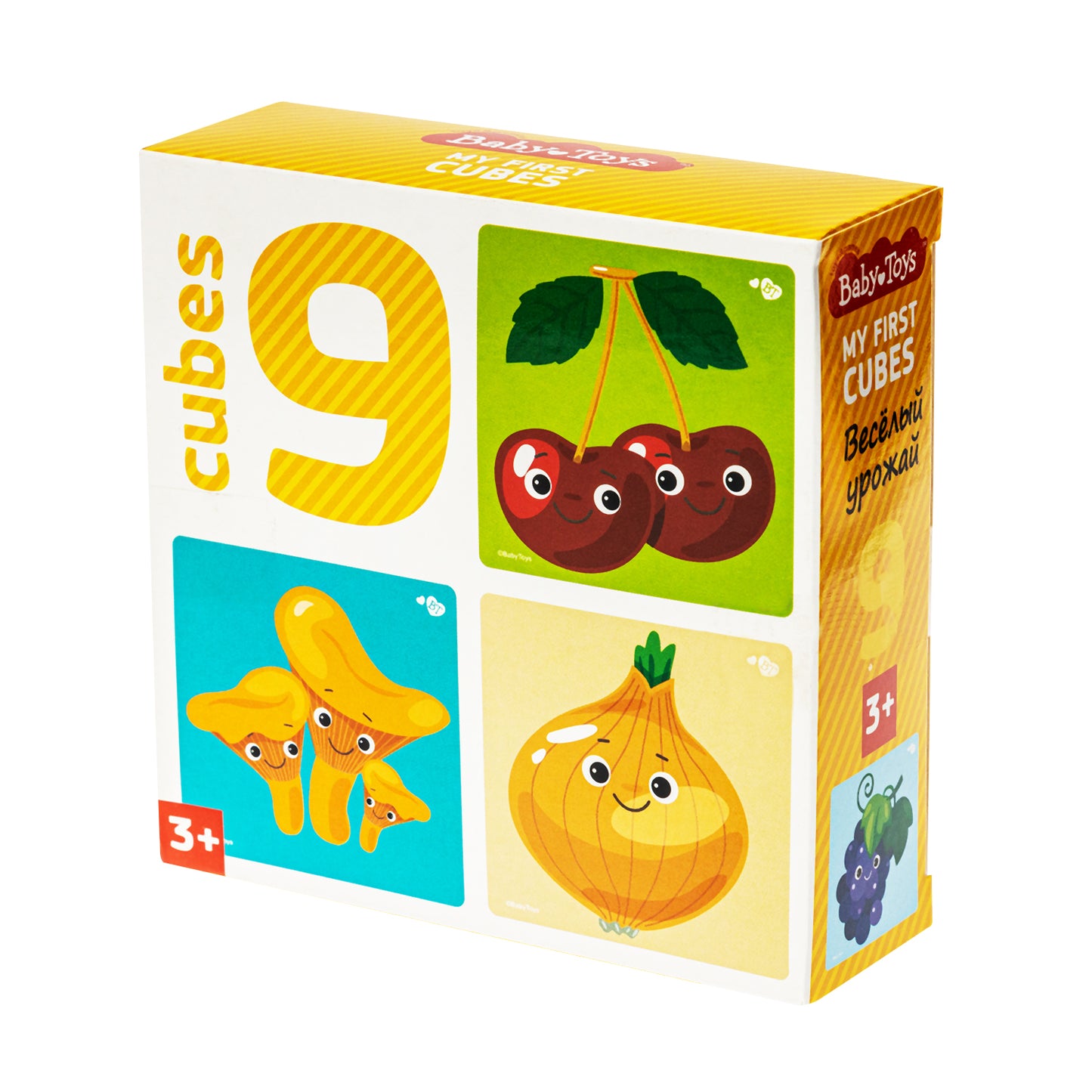 Кубики "Веселый урожай" (без обклейки) 9 шт Baby Toys