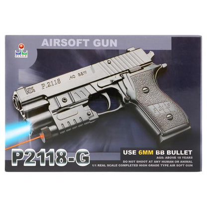 Пистолет (п) с лазер. прицелом, с фонариком, с пульками K2119 в пак. в кор.2*84шт