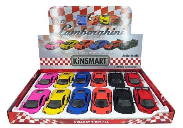 Машина металл. инерц. lamborghini открыв. двери, в ассорт. в дисплее Kinsmart уп-12шт в кор.2*6уп