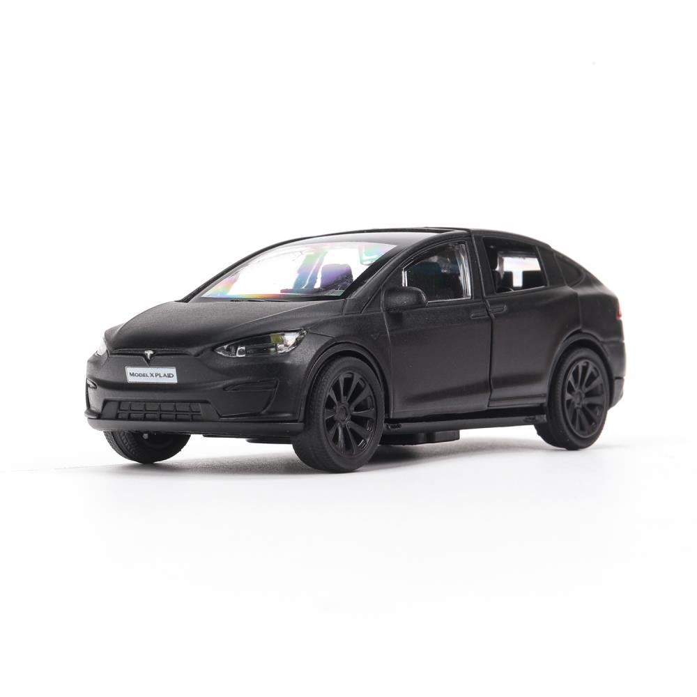 Машина металл свет-звук tesla model x plaid 12 см, двери, черный мат, кор. - в кор.2*36шт