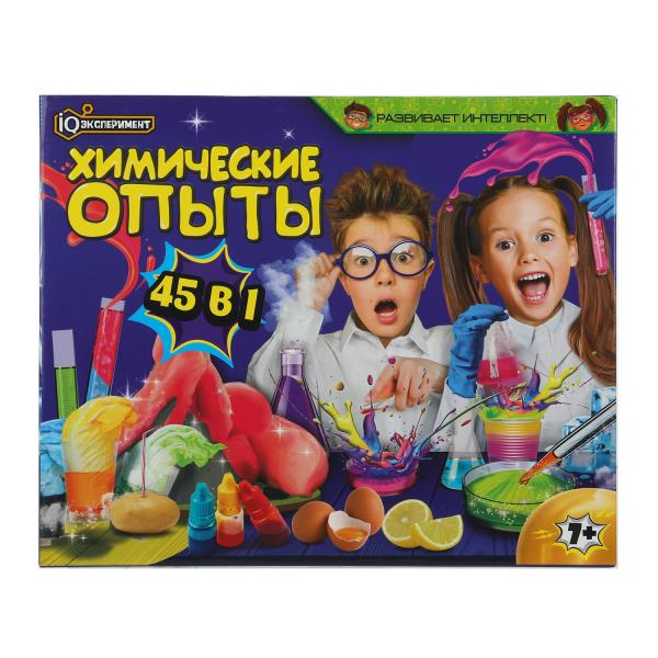 Набор опытов химия, 45-в-1 IQ Эксперимент в кор.8шт