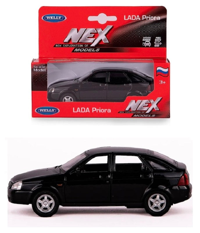 Welly. Машинка 1:38 "LADA Priora" пруж. мех., чёрный арт.49720W-BK