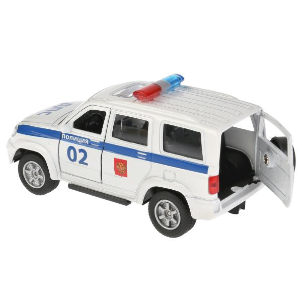 Машина металл UAZ patriot ПОЛИЦИЯ, 12 см, двери, багаж., инерц., кор. Технопарк в кор.2*24шт