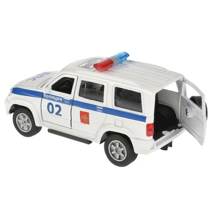 Машина металл UAZ patriot ПОЛИЦИЯ, 12 см, двери, багаж., инерц., кор. Технопарк в кор.2*24шт