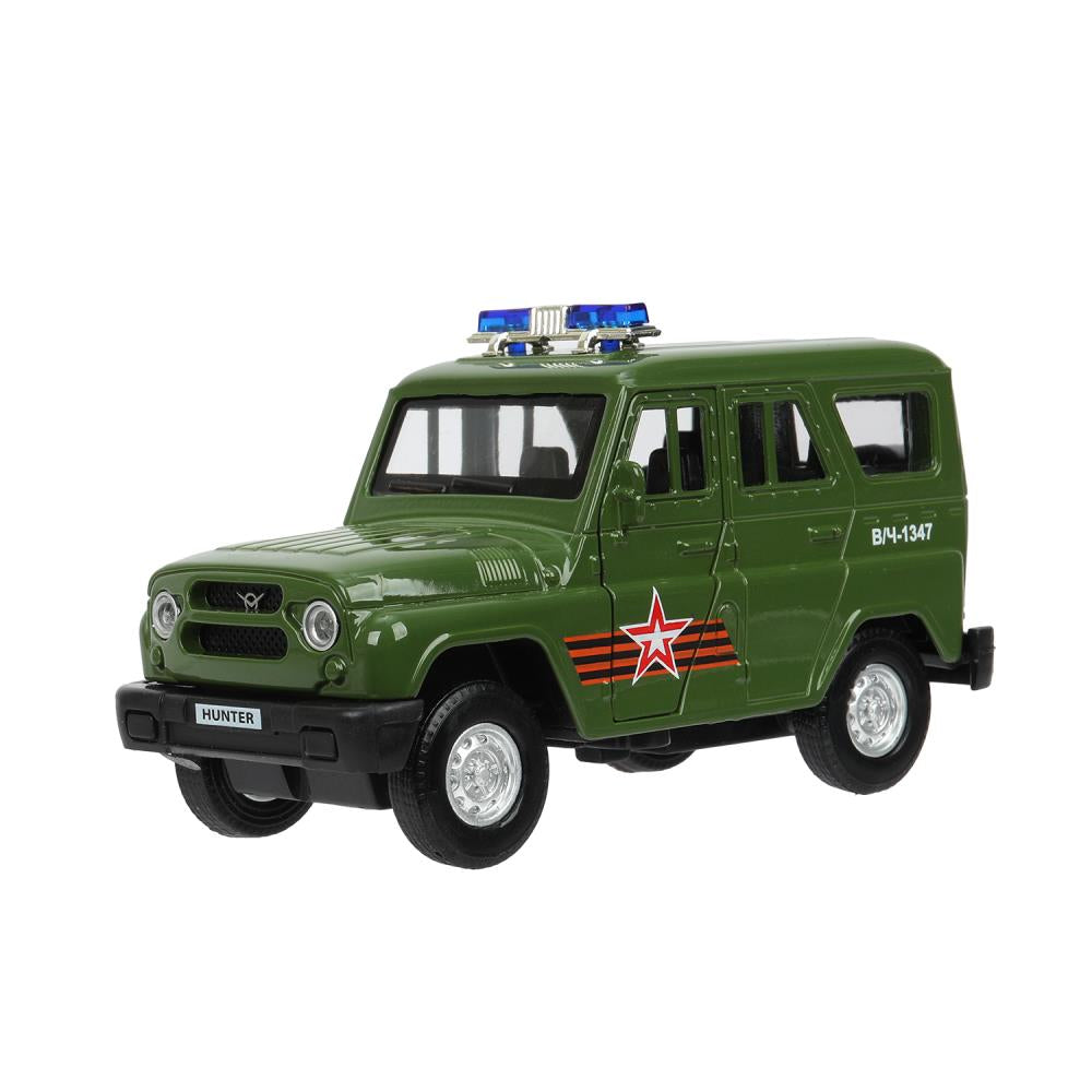 Машина металл свет-звук UAZ HUNTER АРМИЯ РОССИИ 12 см, двер, багаж, ин, кор. Технопарк в кор.2*36шт