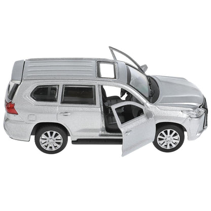 Машина металл "LEXUS LX-570", длина 12 см, откр дв, багаж, инерц, СЕРЕБРИСТЫЙ Технопарк в кор.2*36шт