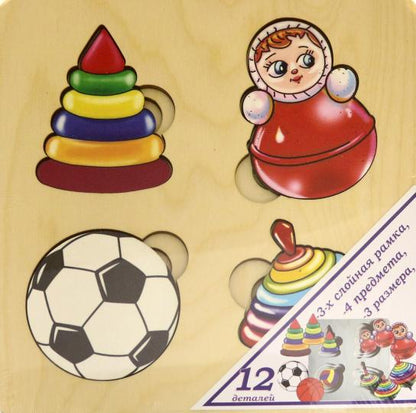 Больше-меньше "Игрушки" арт.7910 развивающая доска (Дерево) /26