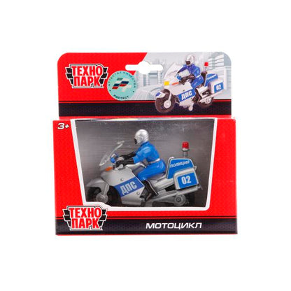 SB-16-48B-P+M-WB Модель металл МОТОЦИКЛ с фигуркой полиция/вс, 10 см, кор. Технопарк в кор.2*48шт