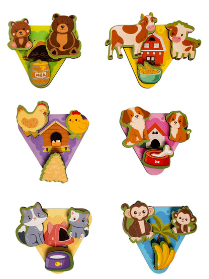 Развивающая игра из дерева на липучках Ребятам о зверятах, 18 эл