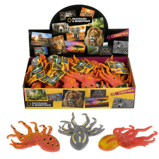 Игрушка пластизоль тянучка игрушка пластизоль тянучка играем вместе осьминог 17см 3асс., 24шт/диспле