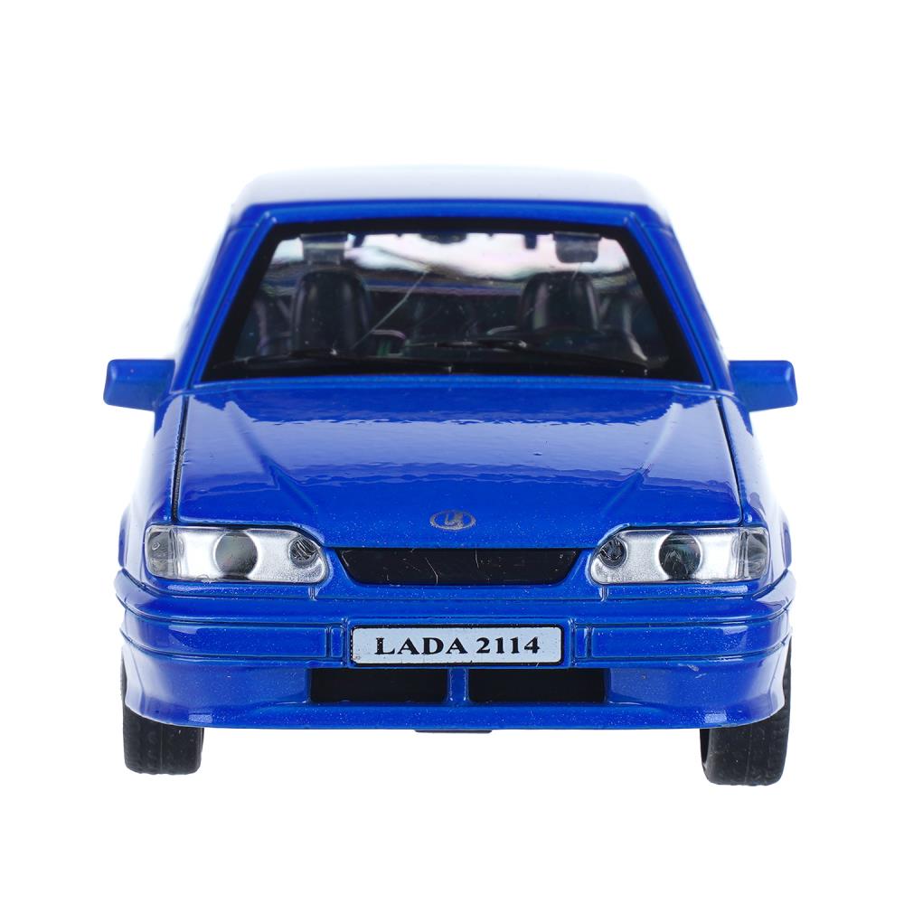 Машина металл ваз LADA 2114 15 см,св-зв,откр 4 дв,баг,кап,инер,синий,кор. Технопарк в кор.2*36шт