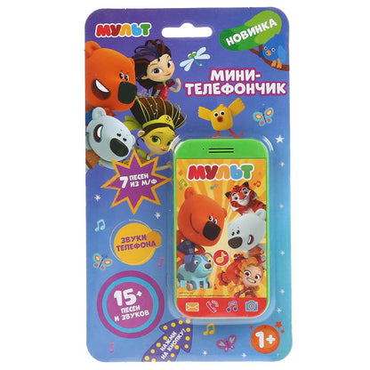 Телефон МУЛЬТ мини-телефончик, 7 песен из м/ф, звуки телефона в кор. Умка в кор.180шт