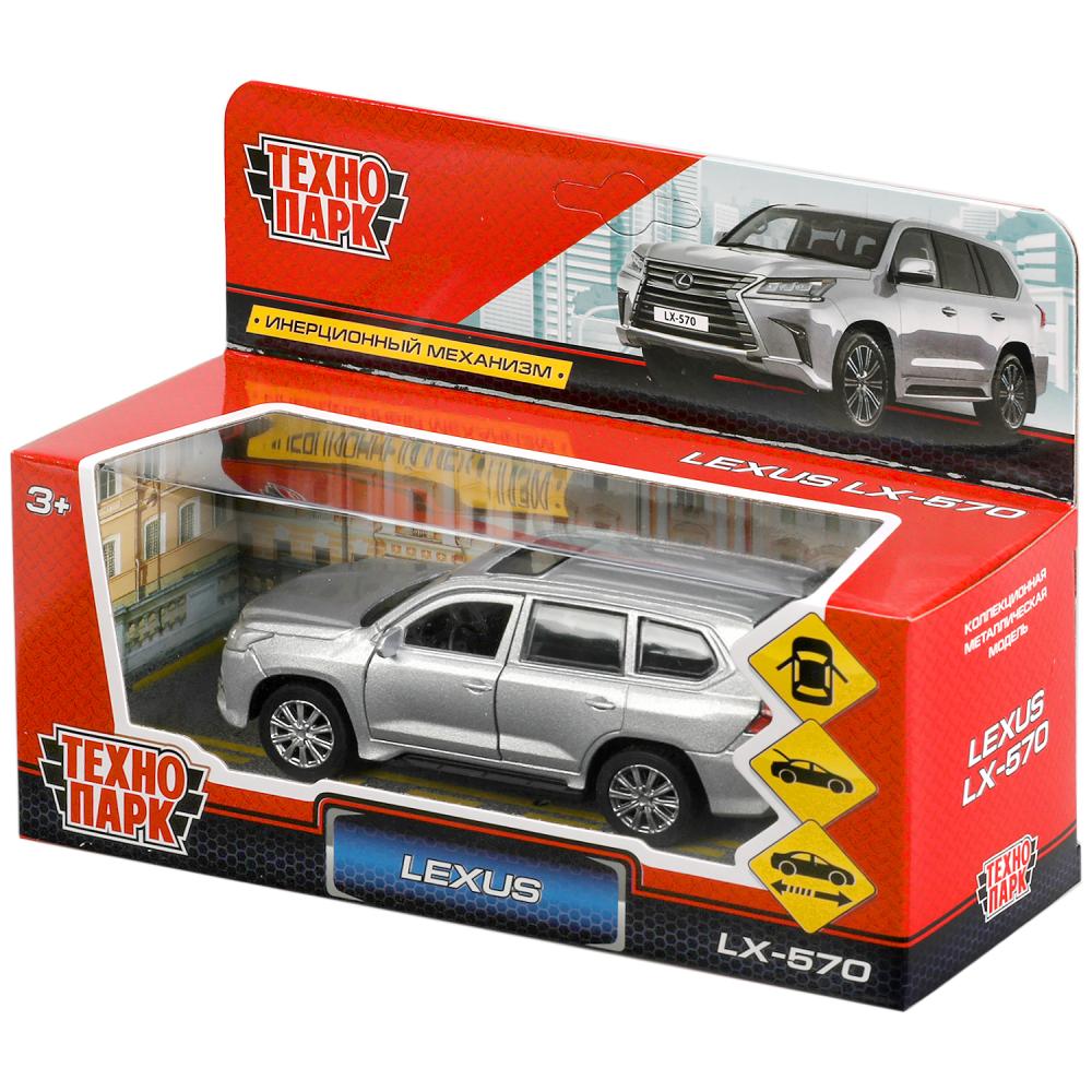 Машина металл "LEXUS LX-570", длина 12 см, откр дв, багаж, инерц, СЕРЕБРИСТЫЙ Технопарк в кор.2*36шт