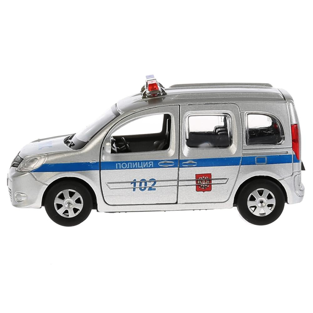 ТМ Технопарк. Machine en métal "RENAULT KANGOO ПОЛИЦИЯ" 12 cm, ouverte. двери, инерц. dans le cor. dans le cor.2*36шт