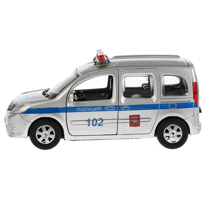 ТМ Технопарк. Machine en métal "RENAULT KANGOO ПОЛИЦИЯ" 12 cm, ouverte. двери, инерц. dans le cor. dans le cor.2*36шт