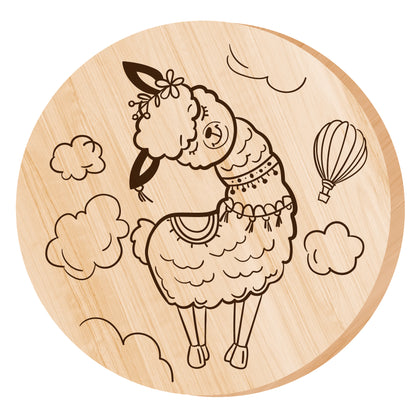 Выжигание. Дощечка для выжигания "Лама" (круг 130 мм, конверт А5)