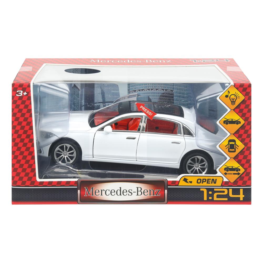 MERCEDES-BENZ 22 см, свет-звук, двери, капот, багажник, инерция - в кор.32шт