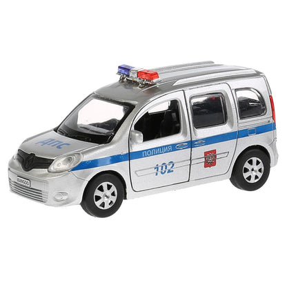 ТМ Технопарк. Machine en métal "RENAULT KANGOO ПОЛИЦИЯ" 12 cm, ouverte. двери, инерц. dans le cor. dans le cor.2*36шт