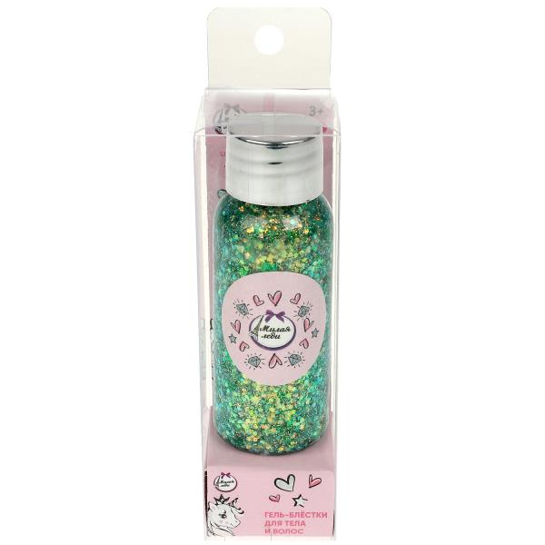 Косметика ДЛЯ ДЕВОЧЕК gel-blestki на тела и волос, 30 ml, цвет зеленый МИЛАЯ ЛЕДИ в кор.30*12шт