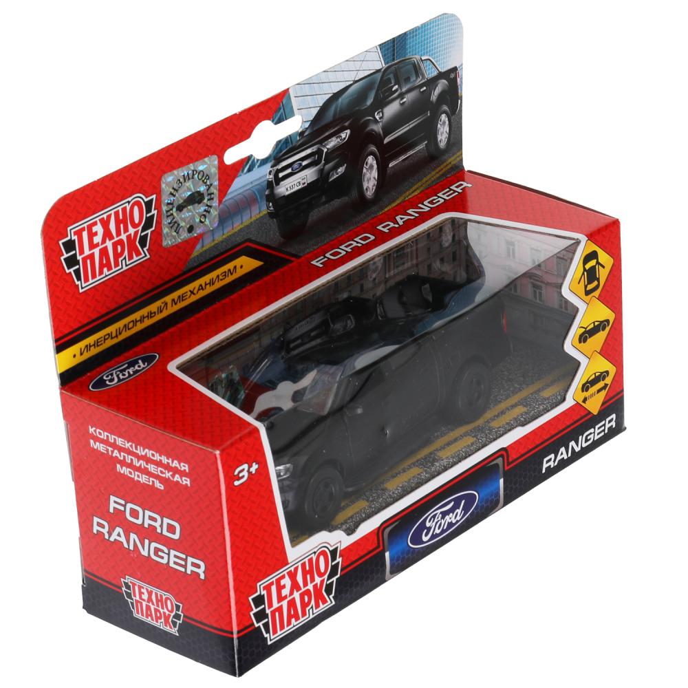 Machine en métal FORD ranger ПИКАП, 12 см, .дв., баг., инерц., черый мат., кор. Parc technologique en cor.2*24шт