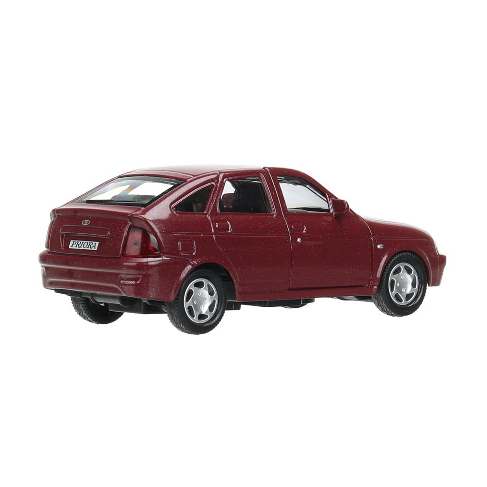 Машина металл LADA PRIORA 12 см, двери, инерц,бордовый перламутр,кор. Технопарк в кор.2*36шт
