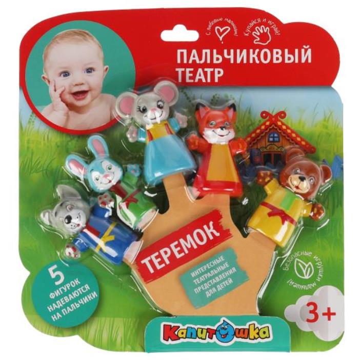 Игрушка пластизоль для купания пальчиковый театр 7 см сказка "теремок" КАПИТОШКА в кор.2*12шт