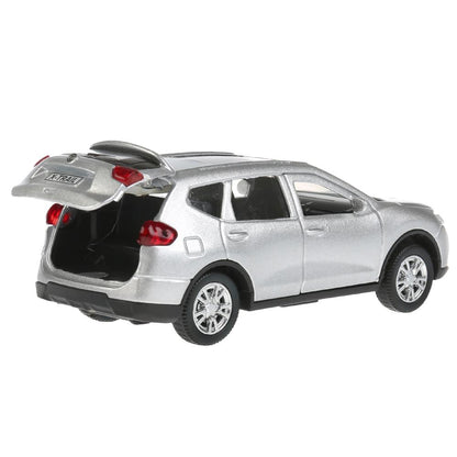ТМ Технопарк. Machine en métal "NISSAN X-TRAIL" 12 cm, ouverte. двери, инерц, СЕРЕБР. dans le cor. dans le cor.2*36шт