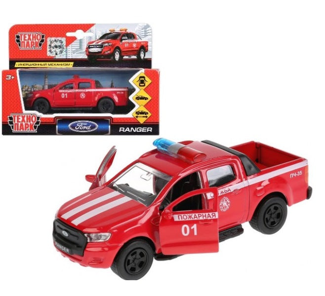 Technoparc. Modèle "Ford Ranger. Пикап пожарный" арт.SB-18-09-FR-F 12см, открыв. двери, инерц. dans le cor.