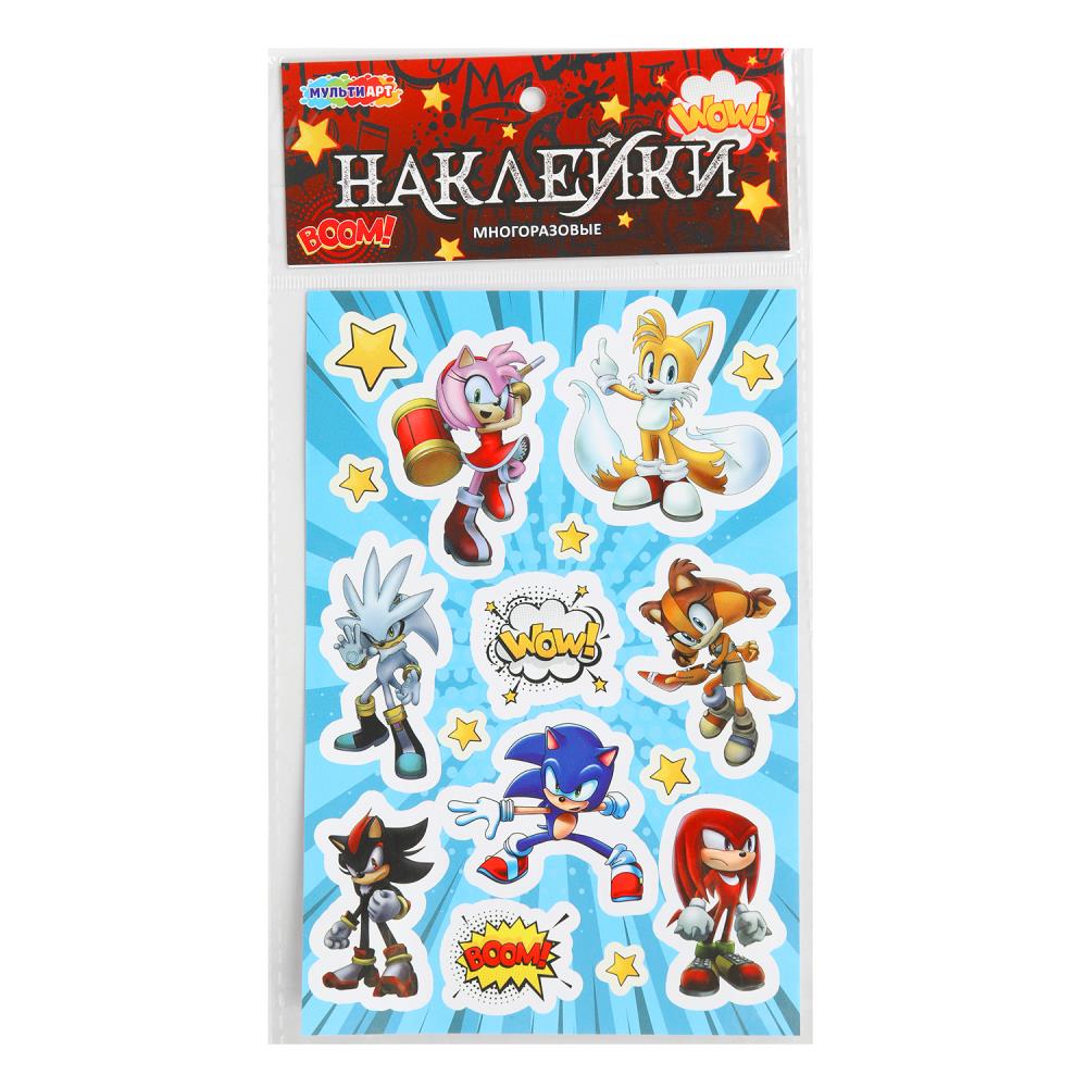 Наклейки бумажные 12х18 см, Соник МУЛЬТИ АРТ в кор.500шт