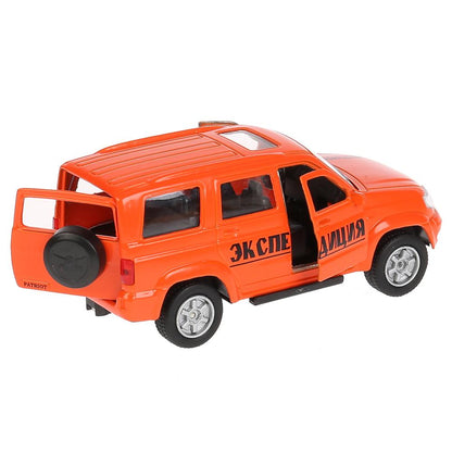 Машина металл УАЗ Patriot экспед. 12см,открыв. двери и багажник,инерц. в кор. Технопарк в кор.2*24шт