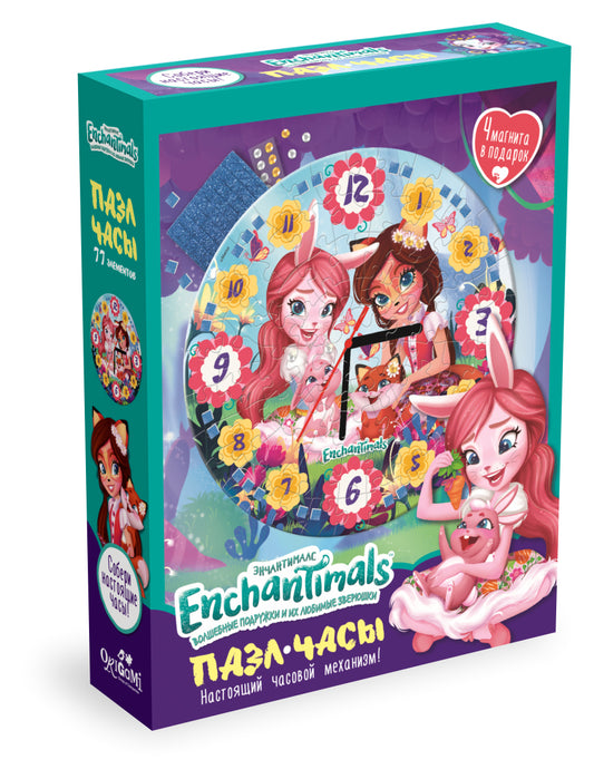 Энчантималс.Пазл Часы.77Эл.Ромашковое поле. +4 магнита.05068