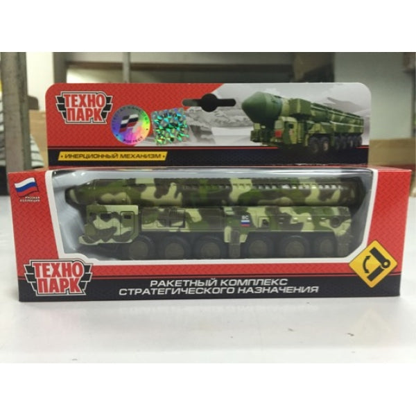 МОДЕЛЬ РСЗО ТОПОЛЬ "ТЕХНОПАРК" МЕТАЛЛ. ИНЕРЦ. С РАКЕТОЙ ОТКРЫВ. ДВЕРИ 15СМ В РУСС. КОР. в кор.2*36шт
