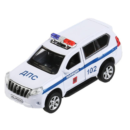 Machine en métal "toyota prado policia" 12 cm, ouverte. двери, инерц., белый в кор. Parc technologique en cor2*36шт