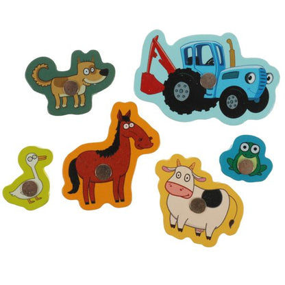 Игра ловим + 2 удочки СИНИЙ ТРАКТОР в пак. Буратино в кор.300шт