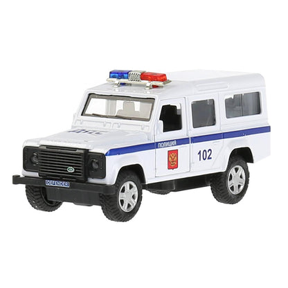 Машина металл Land Rover Defender полиция 12см,откр.двери,инерц.,белый в кор. Parc technologique dans le cor.2*36шт