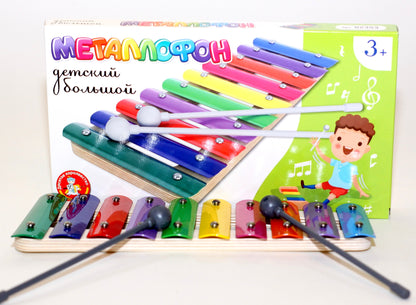 МЕТАЛЛОФОН ДЕТСКИЙ 10 НОТ в кор.10шт