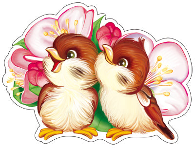 ФМ-11368 Мини-Плакат вырубной Воробьи весною.