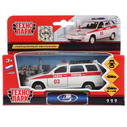 Machine en métal LADA 111 de 12 cm, ouverte. двери и багажник, инерц в кор. ТМ Технопарк в кор.2*24шт