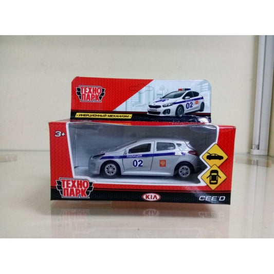 МАШИНА "ТЕХНОПАРК" МЕТАЛЛ. ИНЕРЦ. KIA CEED ПОЛИЦИЯ 12СМ, ОТКРЫВ. ДВЕРИ И БАГАЖНИК В КОР в кор.2*36шт