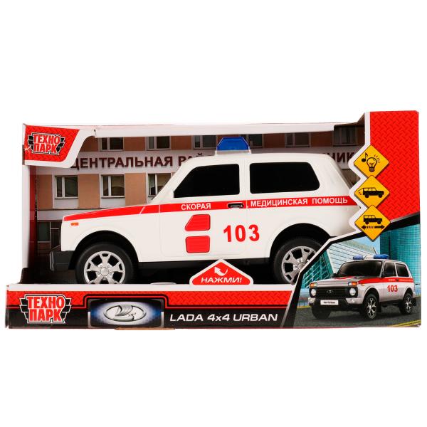 Machine en plastique pour véhicule LADA 4x4 URBAN СКОРАЯ 19,5 cm, 2 boutons, iner, cor. Parc technologique à Cor.36шт