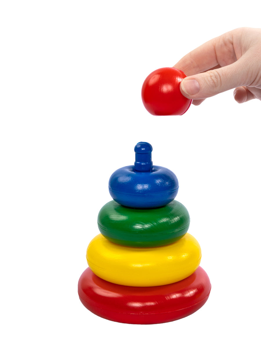 Пирамидка Малышок - 4 кольца шар из выдувной пластмассы 17см