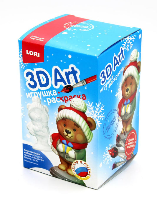 LORI. Ир-030 3D Art. Игрушка-раскраска "Новогодний мишка" /12 (Новый год)