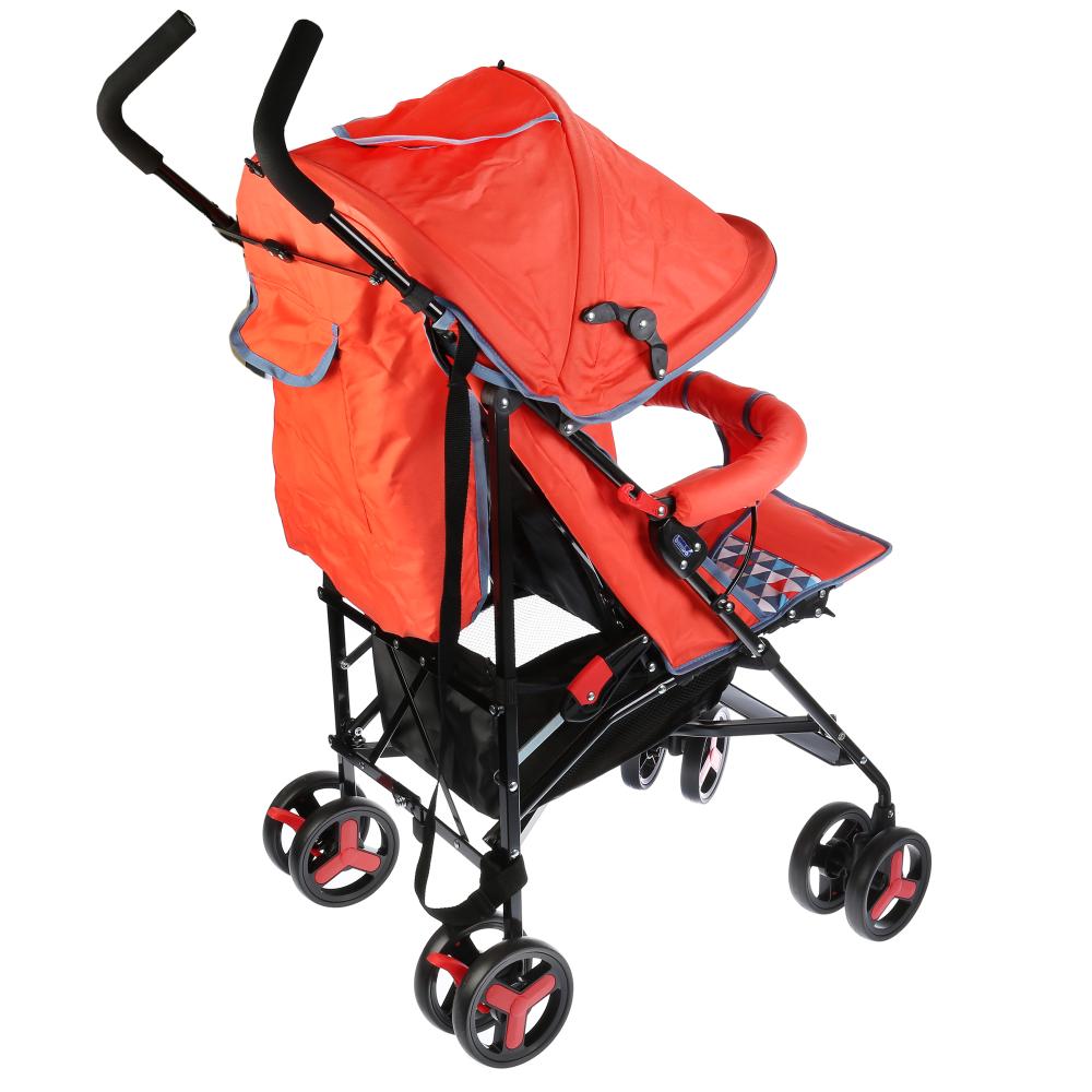 КОЛЯСКА-ТРОСТЬ "BIMBO" КОЛЕСА 8*5,5", ГЛУБОКОЕ КАНАПЕ, ЧЕХОЛ, 3 ТОЧ. РЕМЕНЬ, ЦВЕТ КРАСНЫЙ в кор.4шт