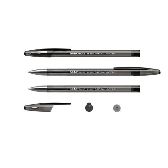 Ручка гелевая ErichKrause R-301 Original Gel Stick 0.5, цвет чернил черный (в коробке по 12 шт.)