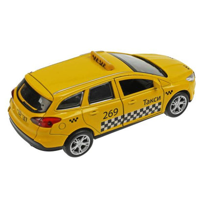Машина металл FORD FOCUS TURNIER ТАКСИ длина 12 см, двер, багаж, инерц, кор. Технопарк в кор.2*36шт