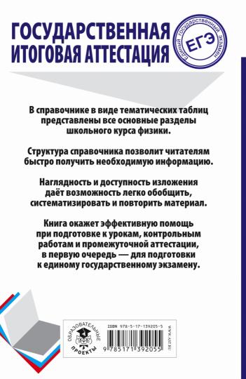 ЕГЭ. Physique. Trouver des cours scolaires dans des tableaux et des schémas pour les élèves du grand public