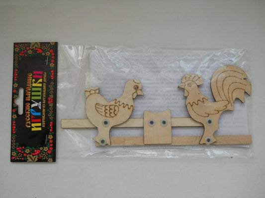 "Курочка с Петушком" под роспись Р45/935 (РНИ) Богородская игрушка