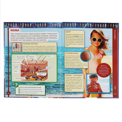 "УМКА". ТЕЛО ЧЕЛОВЕКА. (ЭНЦИКЛОПЕДИЯ А3). ТВЕРДЫЙ ПЕРЕПЛЕТ. БУМАГА МЕЛОВАННАЯ ПУХЛАЯ 130Г в кор.15шт