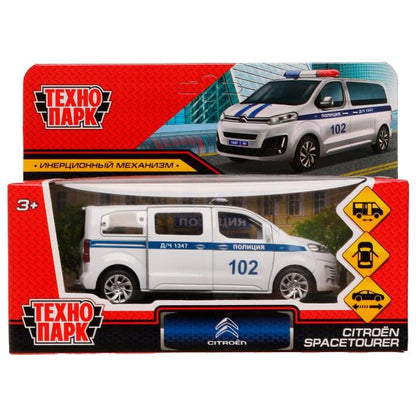 Machine en métal CITROEN SPACE TOURER ПОЛИЦИЯ 12 см, двер, инер, бел, кор. Parc technologique dans le cor.2*36шт