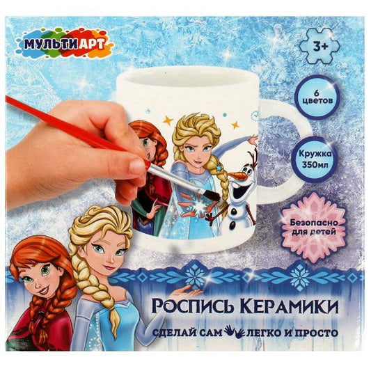 Кружка для росписи, 6 цв. снежная принцесса МУЛЬТИ АРТ в кор.24шт